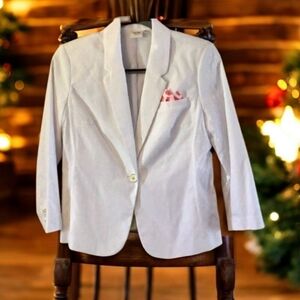 Blazer white size SP  WT 86$ tag by Rafaella button front /hanky. Cotton